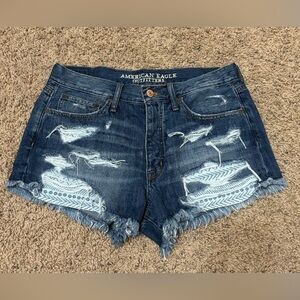 American Eagle Outfitters Blue Distressed Jean Shorts